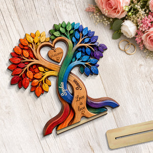 LGBT Couple Heart Tree - Personalized Wooden Plaque - Anniversary Gift for Him, Gift for Her
