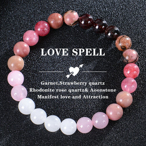 Seven Colored Stone, Tiger Eye Stone Bracelet - 7 Chakras Card Bracelet