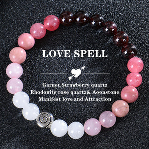Seven Colored Stone, Tiger Eye Stone Bracelet - 7 Chakras Card Bracelet