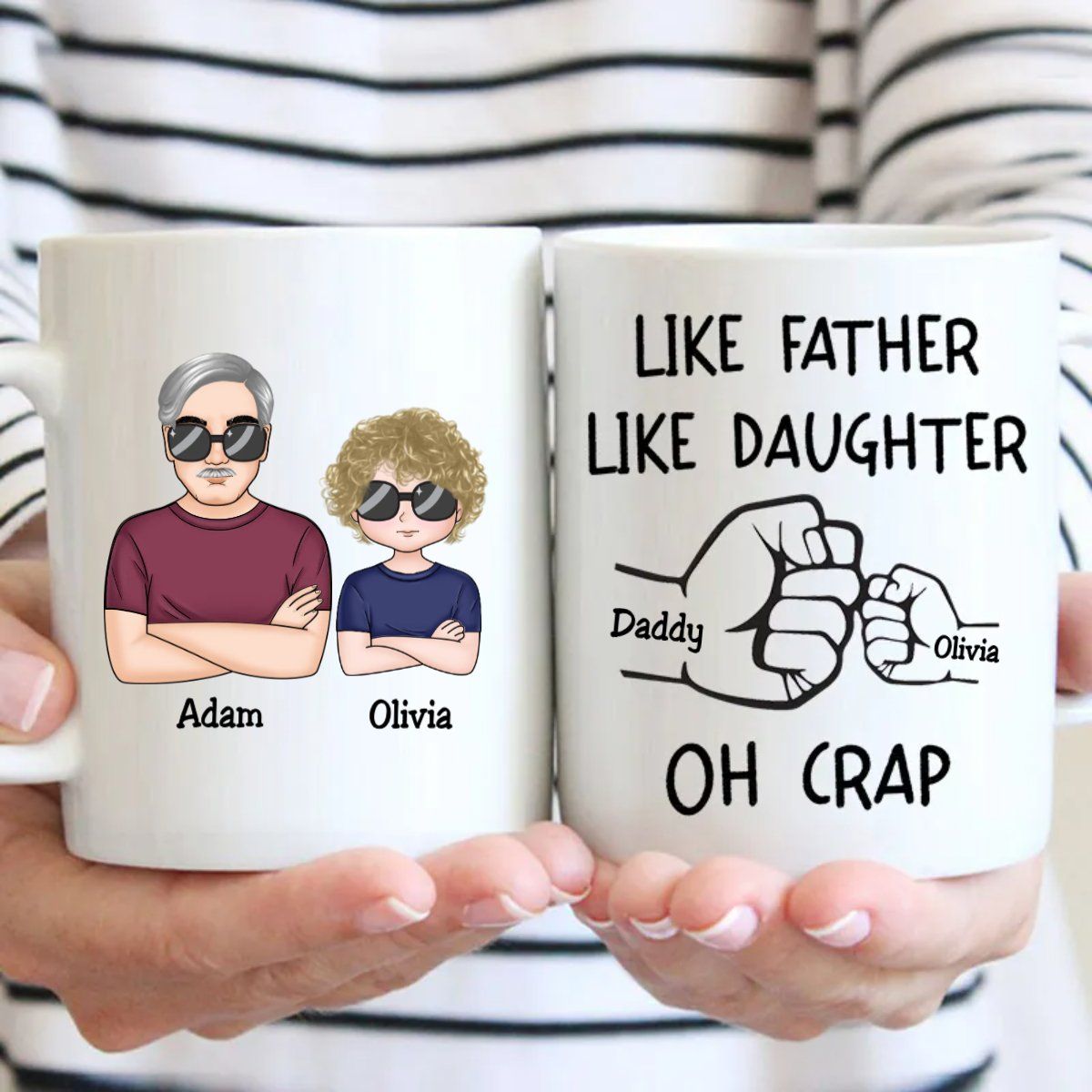 Dad & Daughter Bond Mug - Personalized Fist Bump Gift