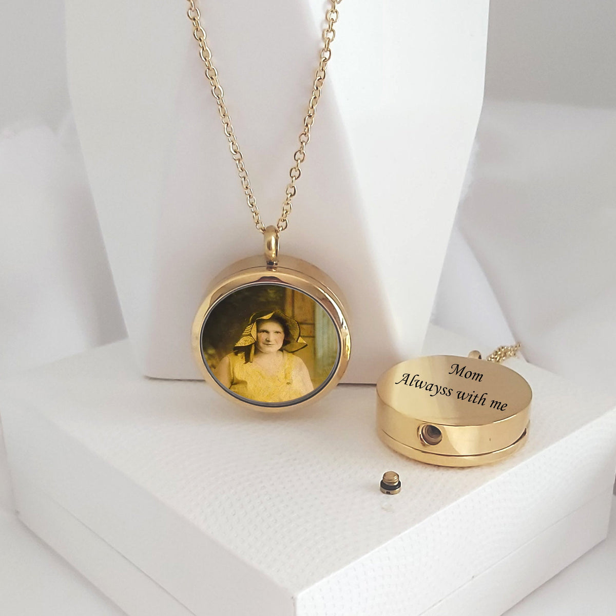 Personalized Urn Necklace Locket With Photo, Grief Gift