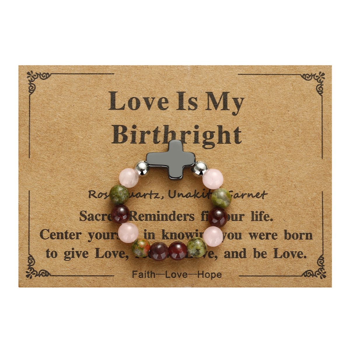 Elastic stone cross ring, angel stone combination copper bead ring