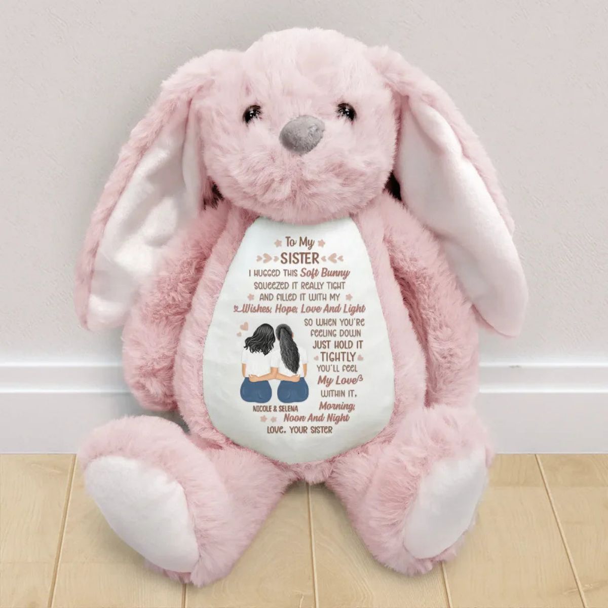 I Filled It With My Wishes Bestie Sister - Personalized Soft Toy Bunny