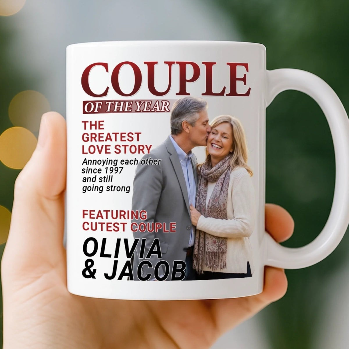 Personalized Photo Magazine Couple Mug Gifts For Husband And Wife, Him And Her - Love Grows Louder With You