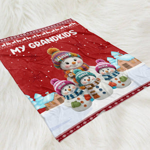 Personalized Grandma/Grandpa Snowman Blanket For Family