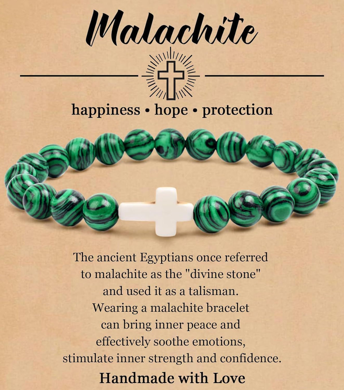 Turquoise Bracelet With Cross, Healing Beads Bracelet