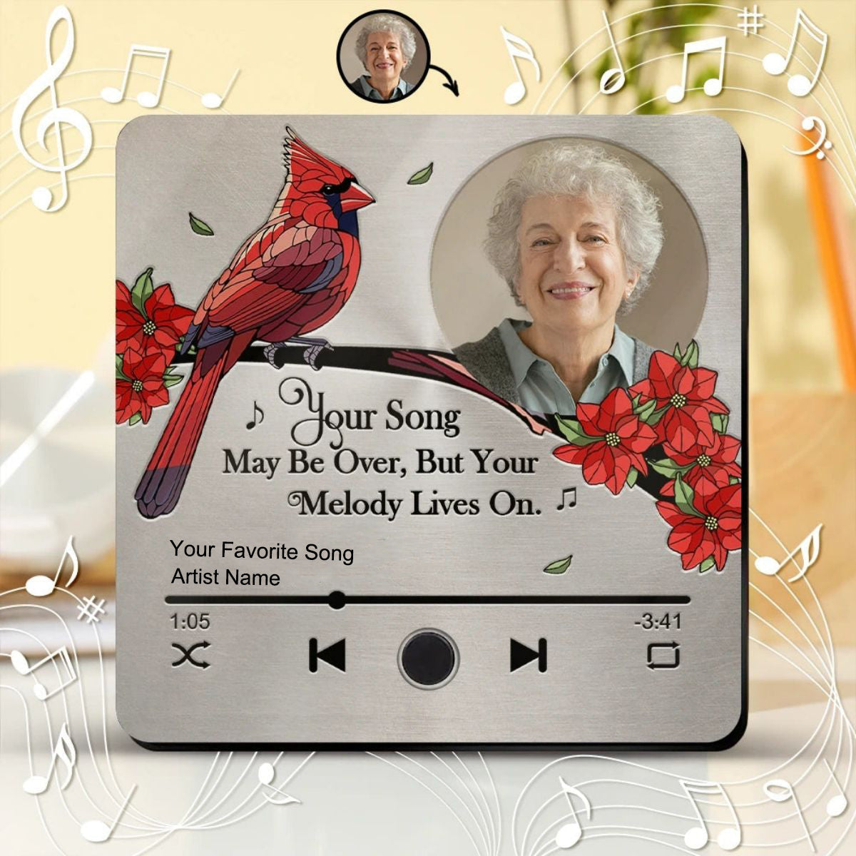 Custom Photo Memorial Your Song May Be Over - Personalized Music Fridge Magnet