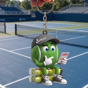 Check The Scorecard Tennis Keychain Personalized Cute Tennis Ball Mascot Keychain