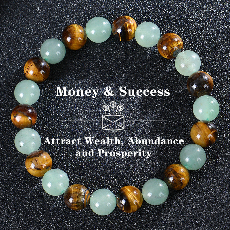 Seven Colored Stone, Tiger Eye Stone Bracelet - 7 Chakras Card Bracelet