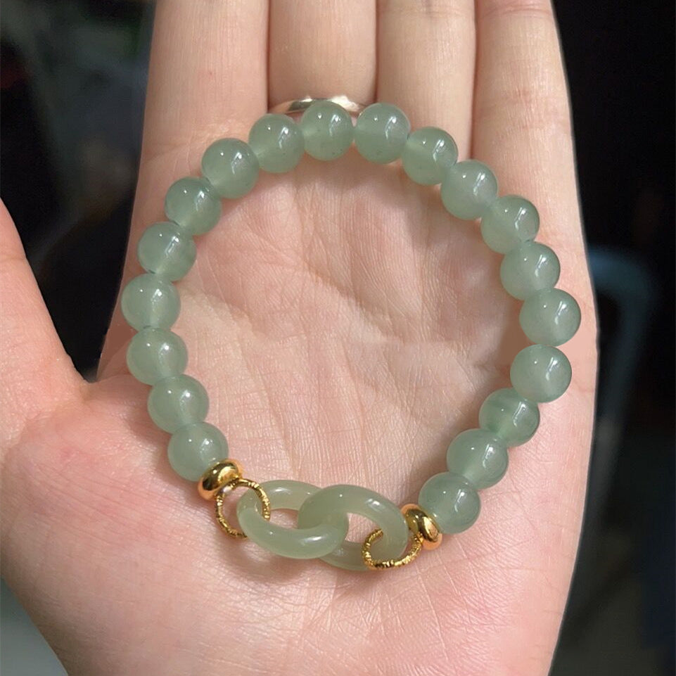 Accompany • Emerald Jade Stone Safe Buckle, Heart Buckle Bracelet