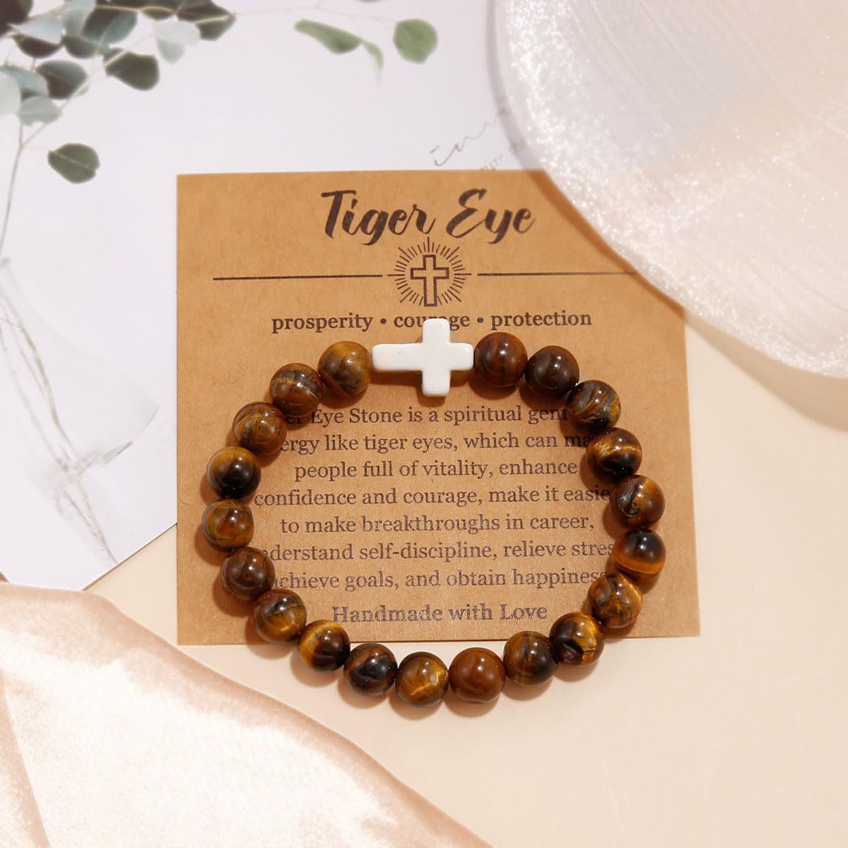 Turquoise Bracelet With Cross, Healing Beads Bracelet