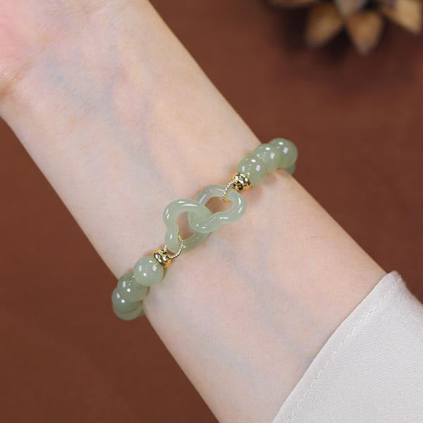 Accompany • Emerald Jade Stone Safe Buckle, Heart Buckle Bracelet