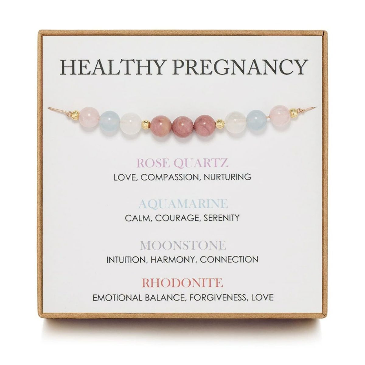 Crystal bracelet Healthy pregnancy, support, expectant mother gift, rose quartz bracelet