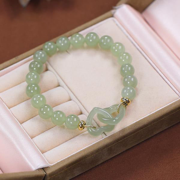 Accompany • Emerald Jade Stone Safe Buckle, Heart Buckle Bracelet
