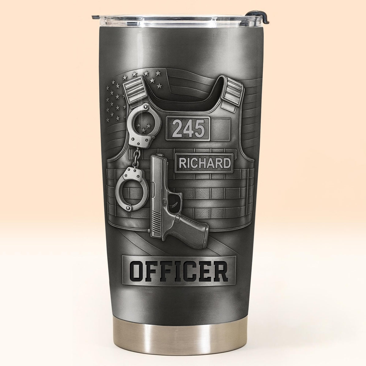 Honor Your Dedication, Police Badge Handcuffs Gun, Personalized Tumbler, Gift For Law Enforcement Officers