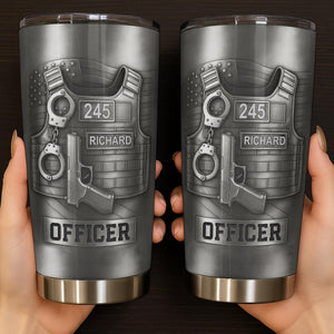 Honor Your Dedication, Police Badge Handcuffs Gun, Personalized Tumbler, Gift For Law Enforcement Officers