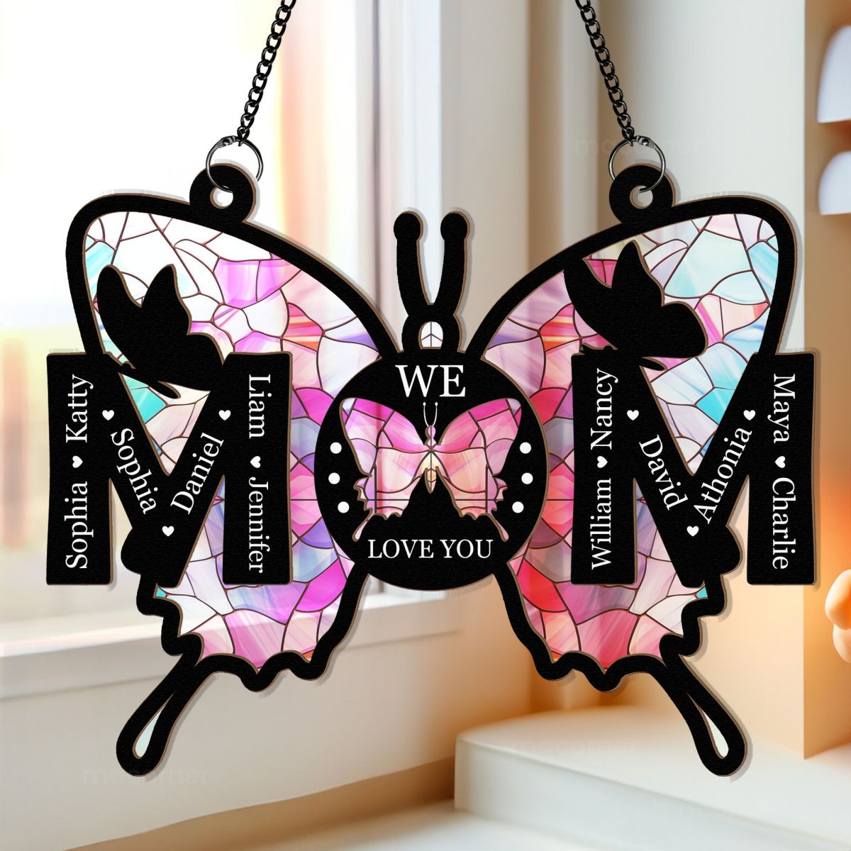 Mom Gifts We Love You - Personalized Window Hanging Suncatcher Ornament