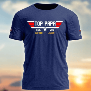 Personalized Top Papa, Dad Father's Day Gift T-Shirt