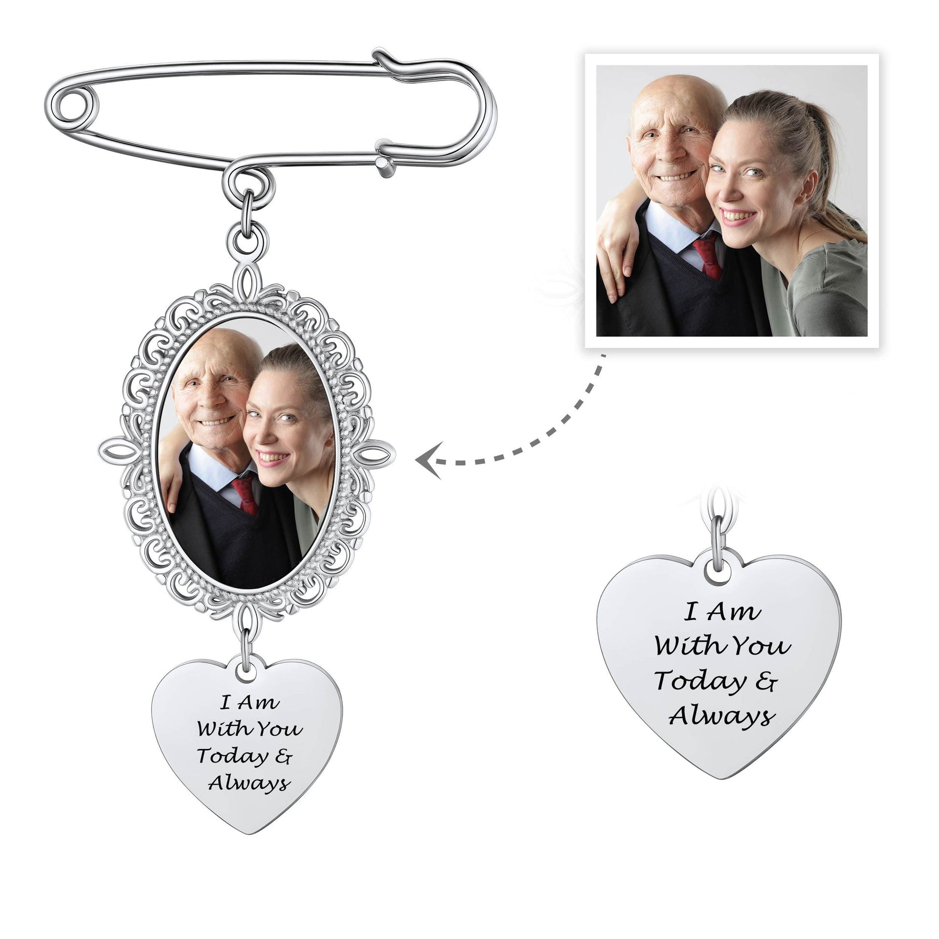 Personalized Wedding Bouquet Picture Charms Brooch Pins
