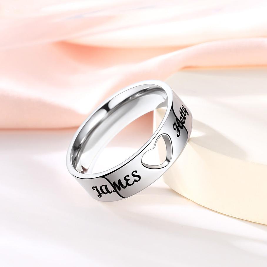 Couple Ring - Personalized Name Matching Heart Promise Rings