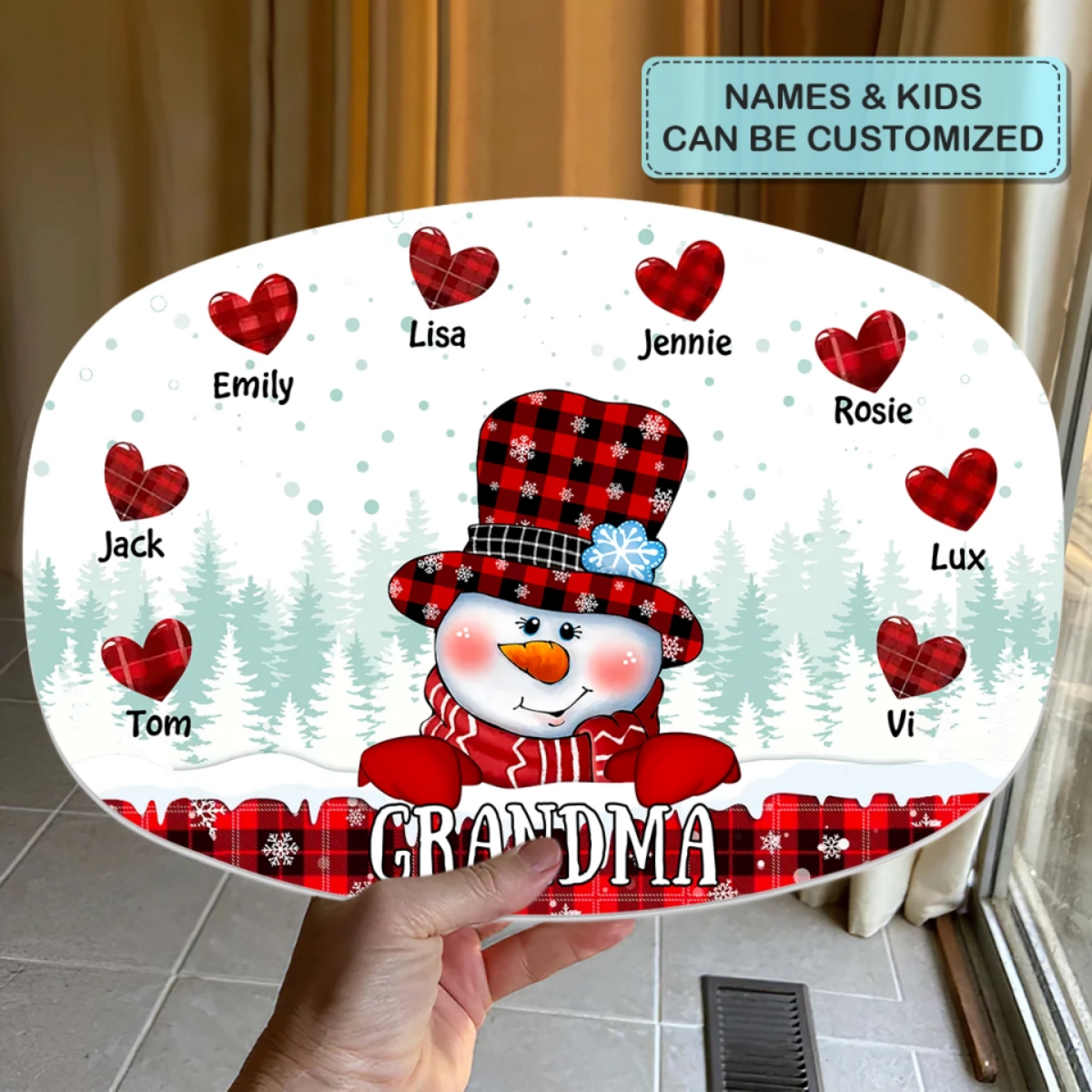 Christmas Snowman Personalized Platter - Christmas Gift For Family