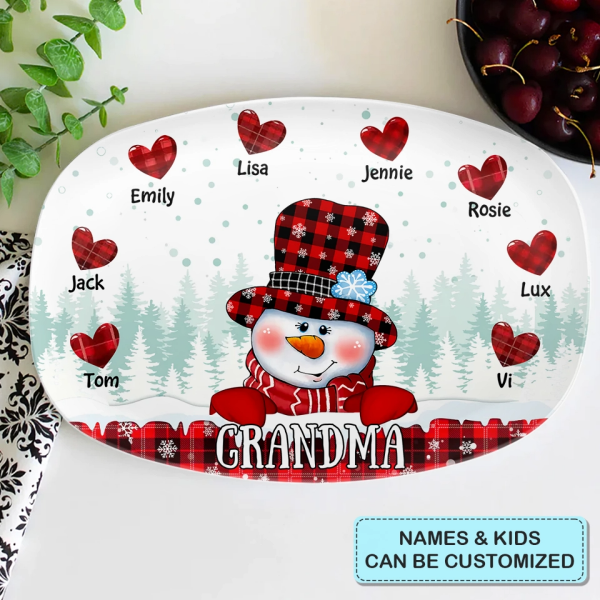 Christmas Snowman Personalized Platter - Christmas Gift For Family