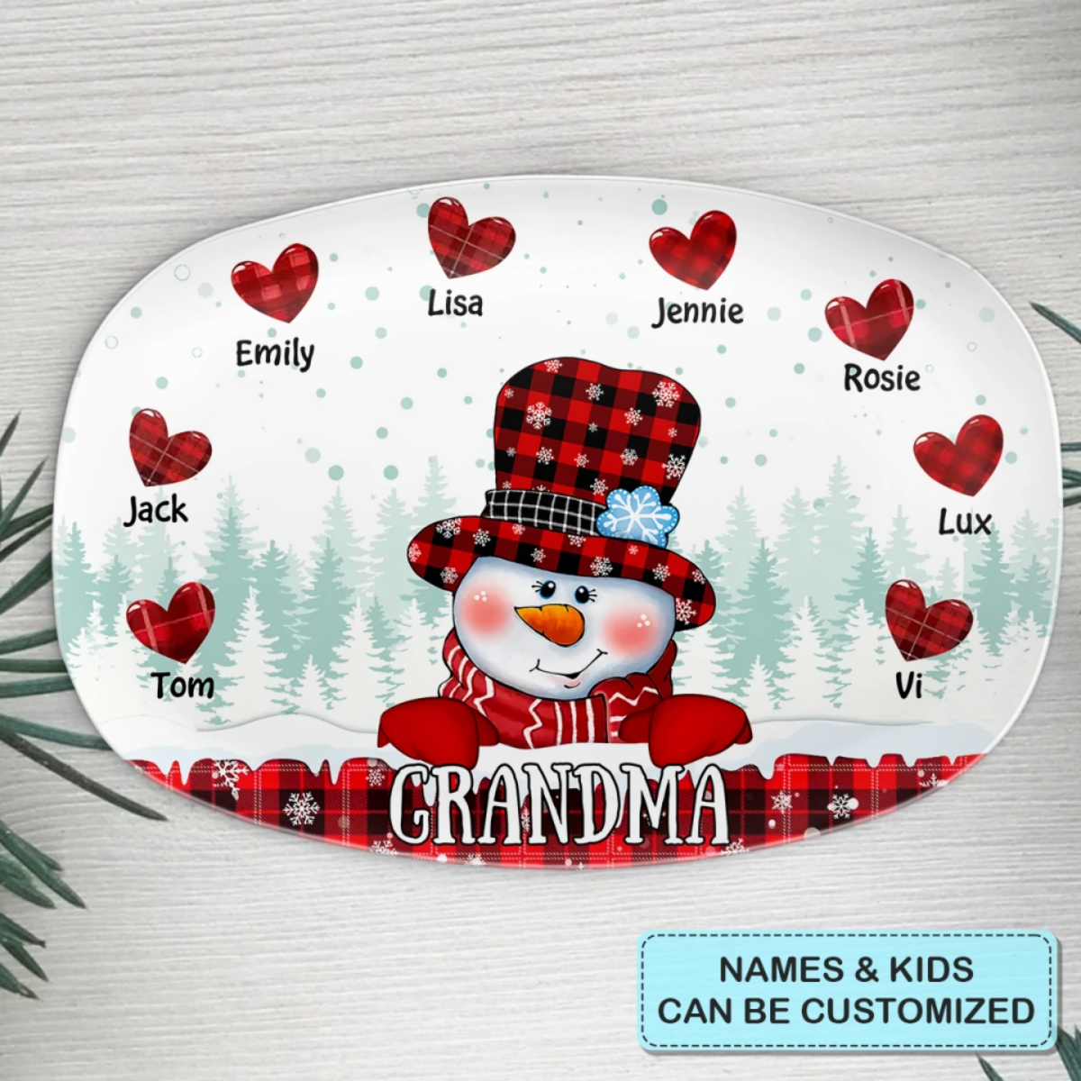 Christmas Snowman Personalized Platter - Christmas Gift For Family