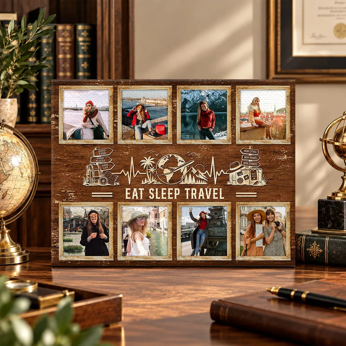 Personalized Traveler Gift, Custom Travel Photo Collage Canvas, Travel Lover Gift for Women, Vacation Gift, Travel Wall Art