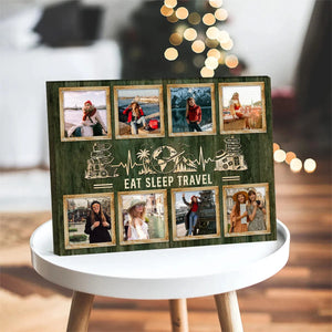 Personalized Traveler Gift, Custom Travel Photo Collage Canvas, Travel Lover Gift for Women, Vacation Gift, Travel Wall Art