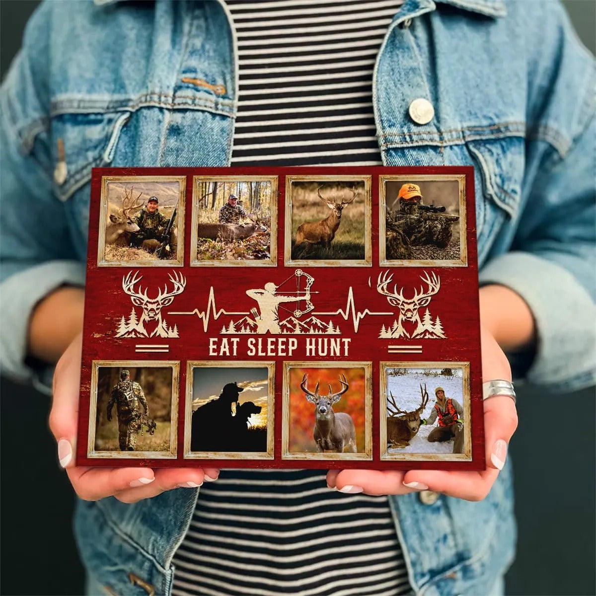 Personalized Deer Hunting Gift, Custom Hunting Photo Collage, Deer Hunter Gift, Hunting Gift for Dad, Hunter Wall Art