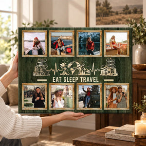 Personalized Traveler Gift, Custom Travel Photo Collage Canvas, Travel Lover Gift for Women, Vacation Gift, Travel Wall Art
