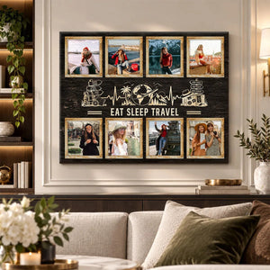 Personalized Traveler Gift, Custom Travel Photo Collage Canvas, Travel Lover Gift for Women, Vacation Gift, Travel Wall Art