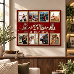 Personalized Traveler Gift, Custom Travel Photo Collage Canvas, Travel Lover Gift for Women, Vacation Gift, Travel Wall Art