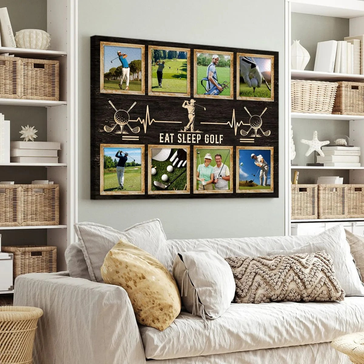 Personalized Golf Photo Collage Canvas for Dad, Custom Golf Gift, Golf Gifts for Dad, Golfer Gift, Golf Lover Gift, Golf Wall Art