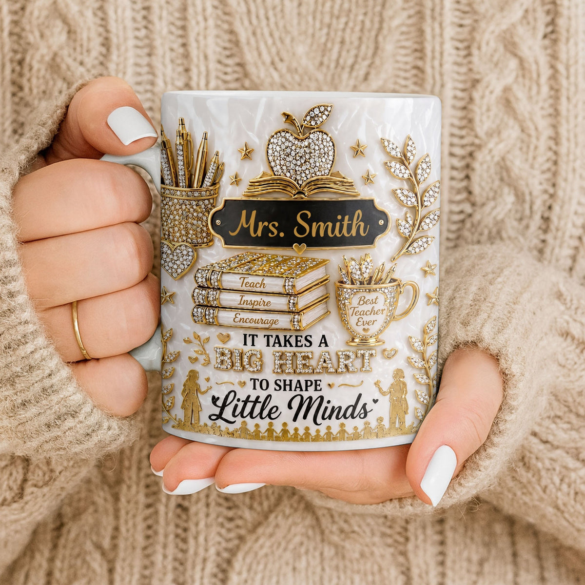 Teacher Gift – Personalized "Teach, Inspire, Encourage" Coffee Mug