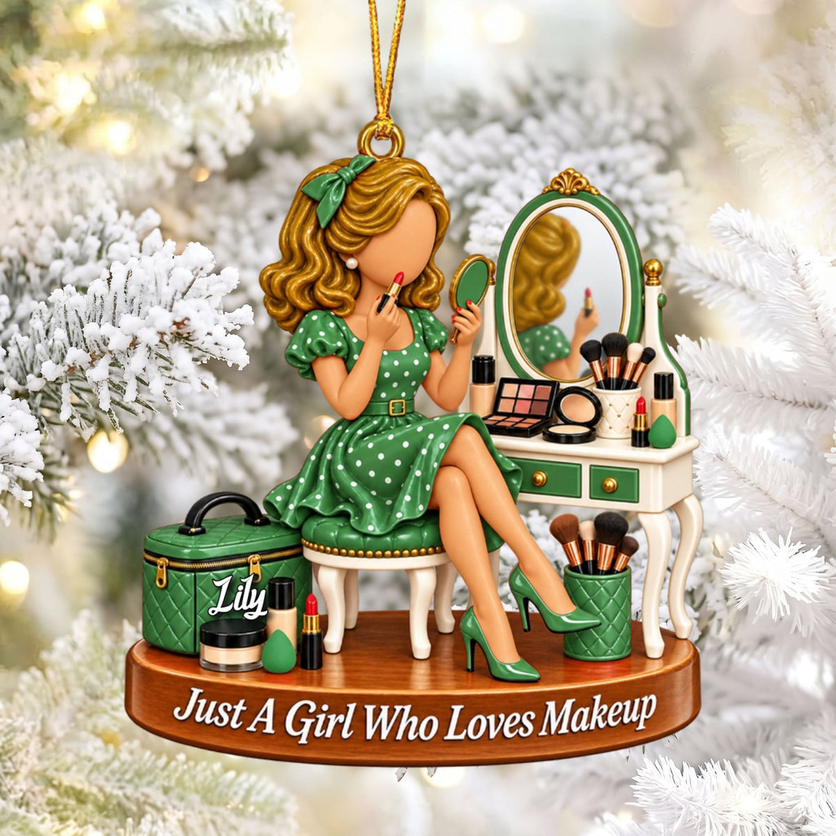 Just a Girl Who Loves Makeup- Personalized Ornament, Christmas Gift for Beauty Lover
