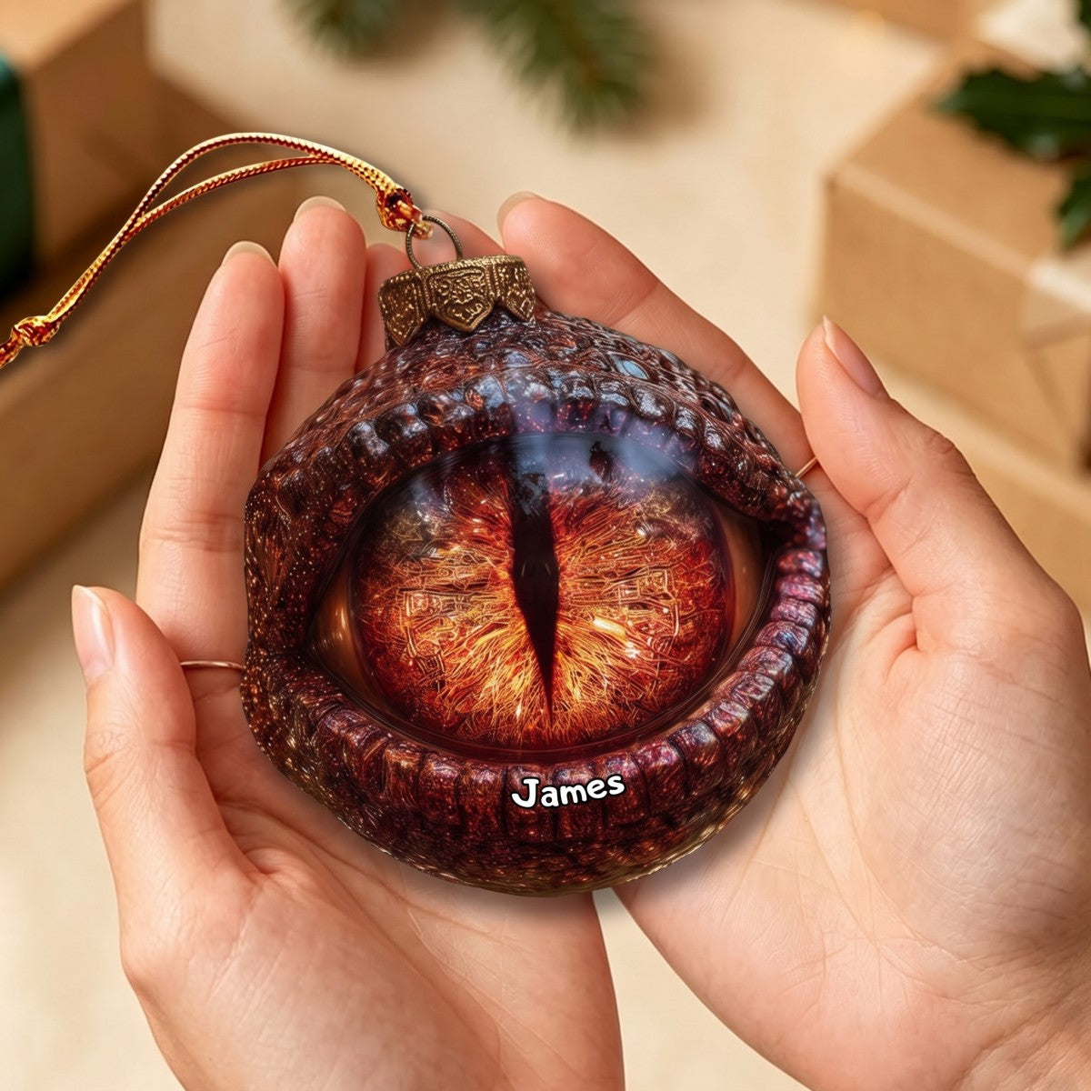 Mythical Beast Personalized Fantasy Eye Christmas Ornament – Book Lover Keepsake