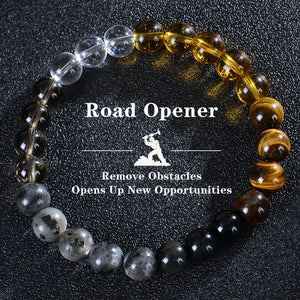 Seven Colored Stone, Tiger Eye Stone Bracelet - 7 Chakras Card Bracelet