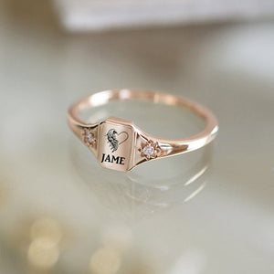 I'm A Mother To A Son With Wings - Engraved Name Personalized Ring