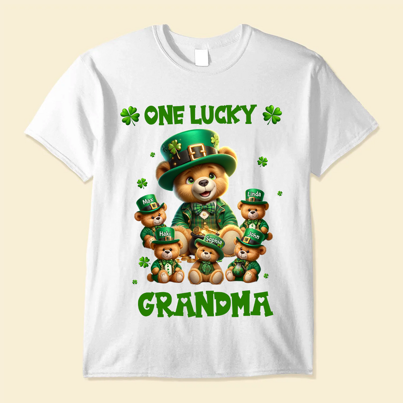 Personalized Bear Grandma Saint Patrick Day Pure Cotton T-shirt