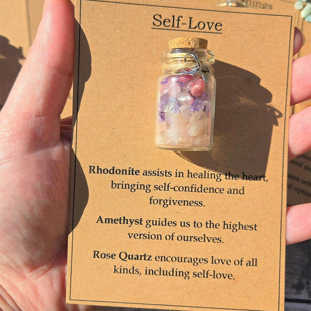 Personalized GOOD LUCK crystal chip bottle.  Lucky charm.  Crystals for new beginnings, exams, interview