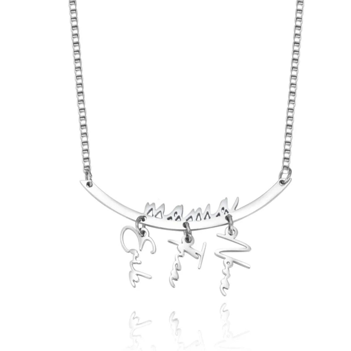 Personalized Names Hanging Grandma Mom Family Necklace with 1-7 Names