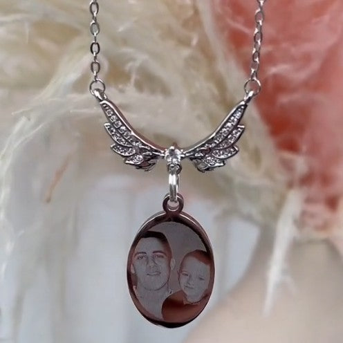 Personalized Photo Guardian Angel Necklace