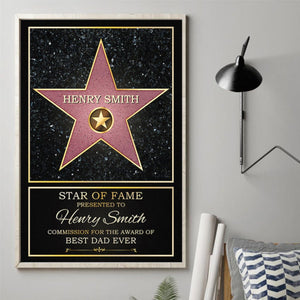 Personalized Star Of Fame, Best Mom, Best Dad Of The Year  Poster