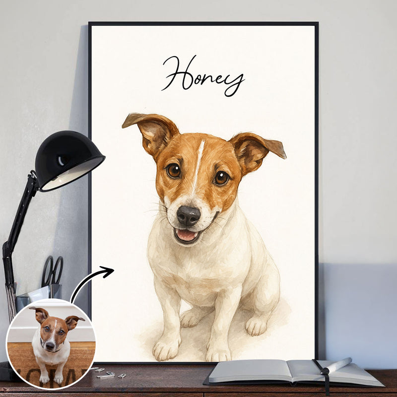 Watercolor Portraits Using Pet Photo Personalized Poster, Gift for Dogs, Cats Lovers