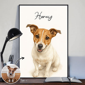 Watercolor Portraits Using Pet Photo Personalized Poster, Gift for Dogs, Cats Lovers