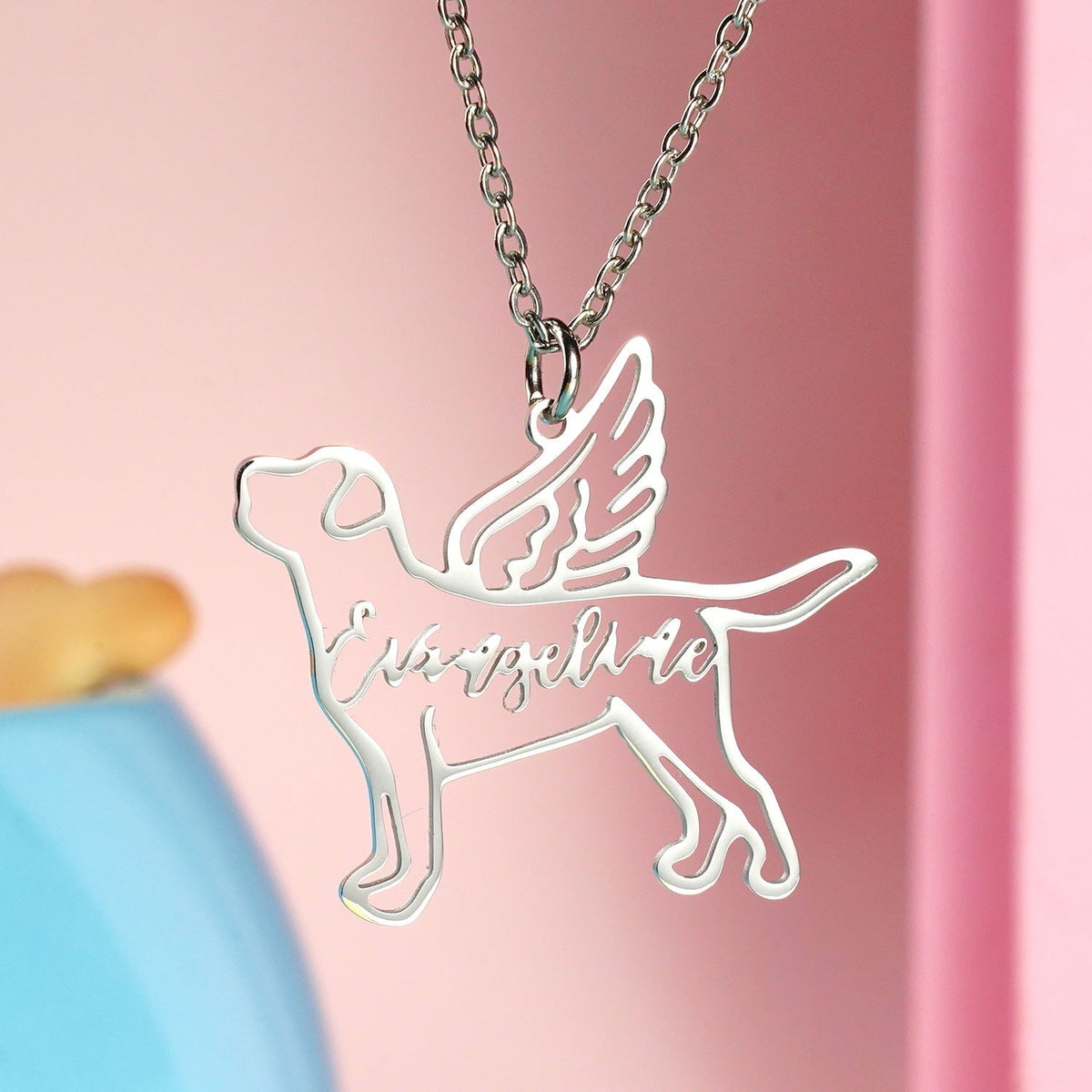 Engraved Name Personalized Dog Breed Charm Pet Memorial Necklace