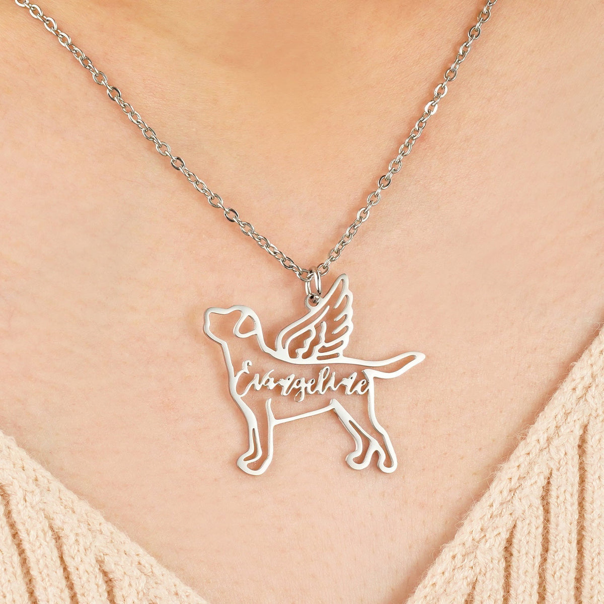 Engraved Name Personalized Dog Breed Charm Pet Memorial Necklace