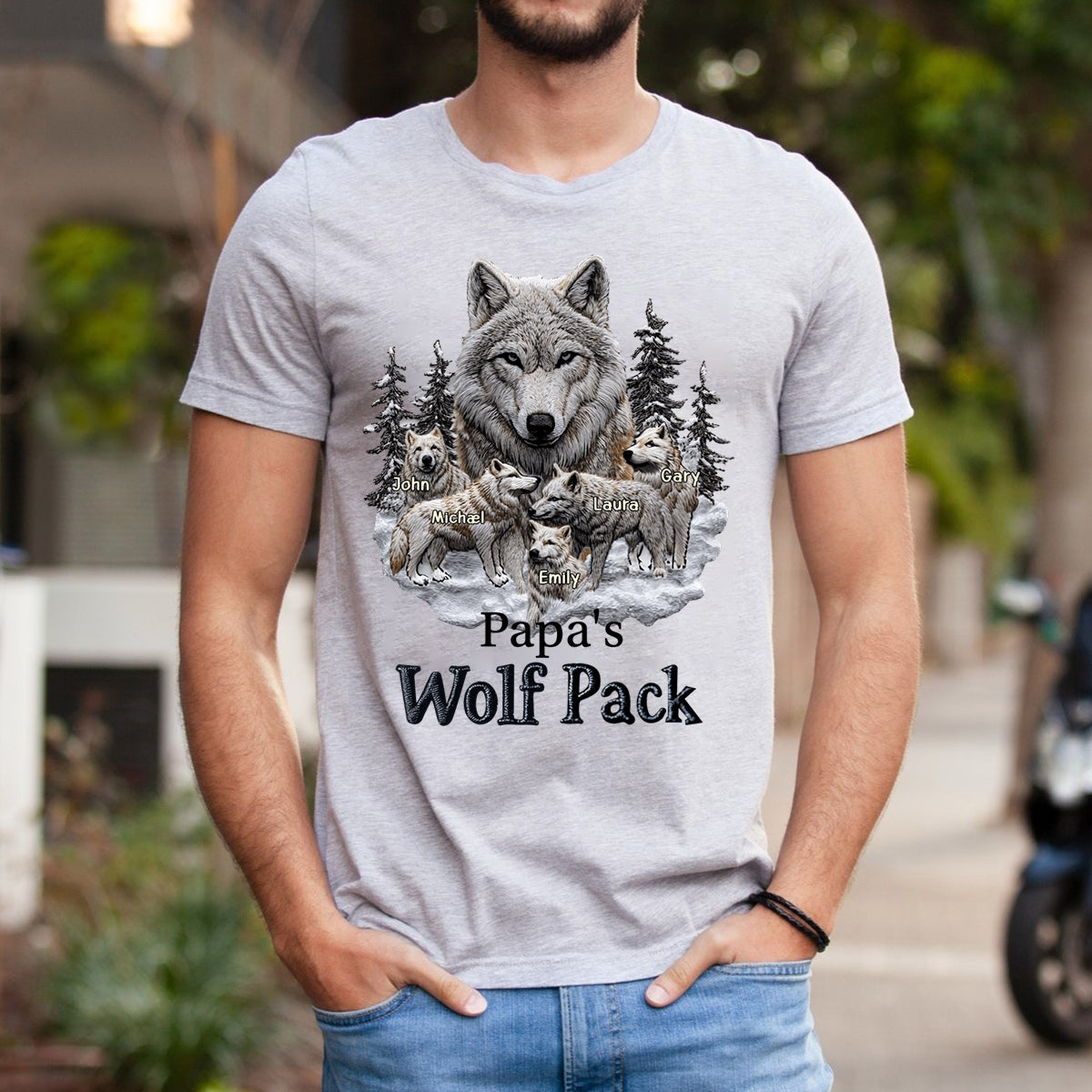 Papa's Wolf Pack - Personalized Father T-shirt