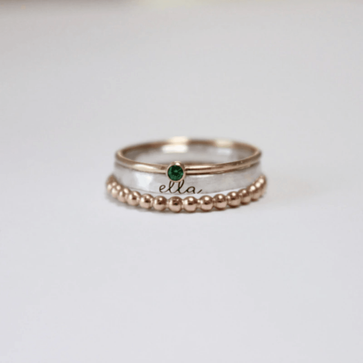 Personalized Mixed Metal Stackable Name Birthstone Ring Gifts